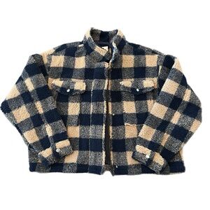 American Eagle Outfitters Navy and Beige Teddy Jacket